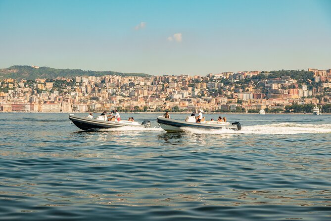 Aperitif on a boat at sunset in the Gulf of Naples - The 40-minute swim near Villa Lauro