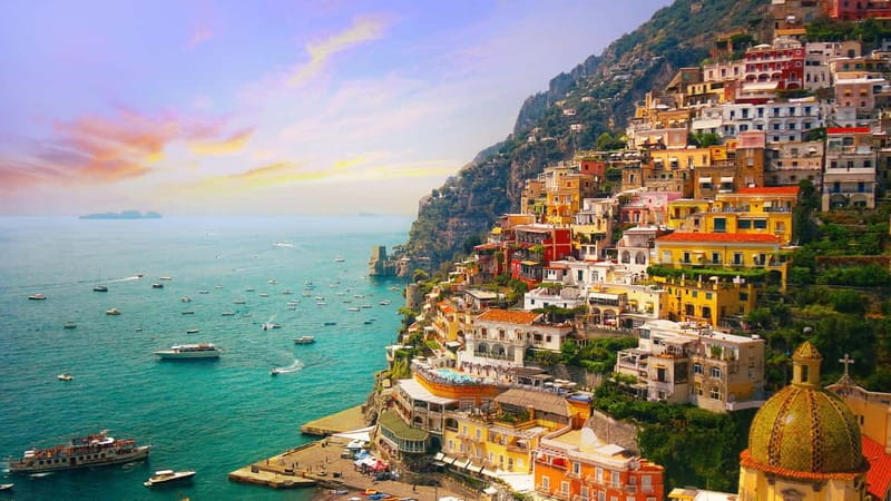 FROM NAPLES: Amalfi Coast Boat, stops in Amalfi and Positano - The first cruise and the approach to Amalfi
