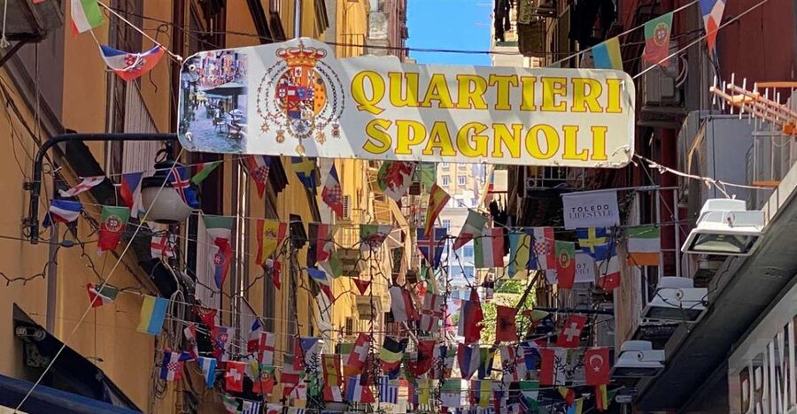 Naples: Spanish Quarters Walking Tour - Votive shrines beside modern murals